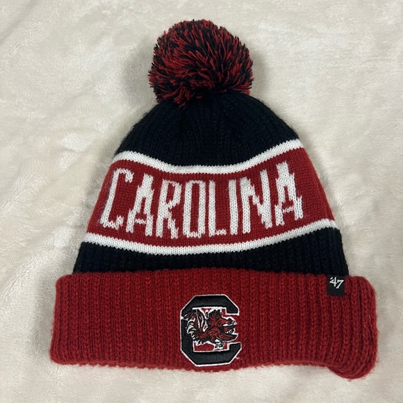 47 Other - 47 University of South Carolina USC Gamecocks winter hat with pom, black and red